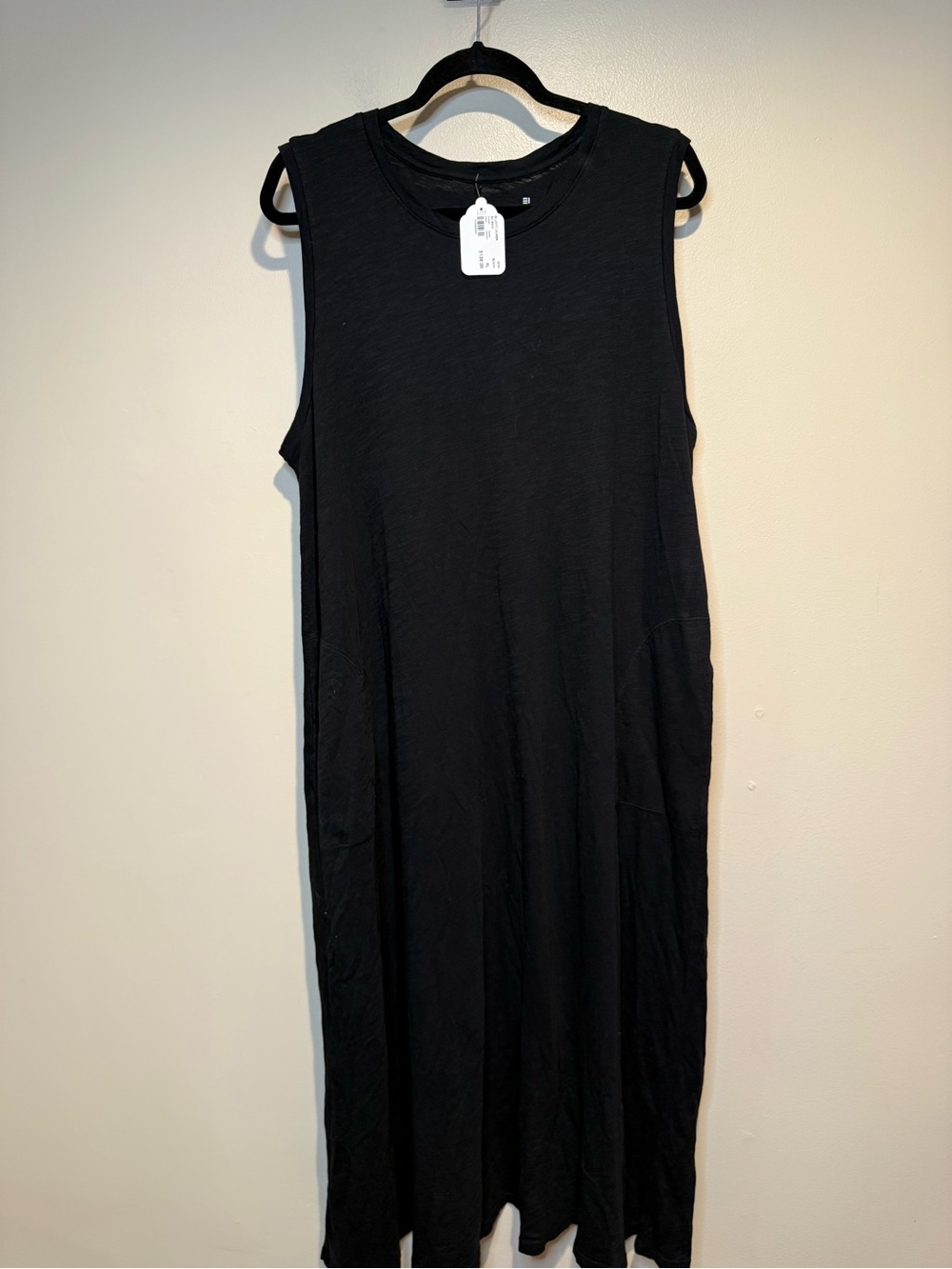 Elliott Lauren Cotton slub Sleeveless Black Midi maxi Dress